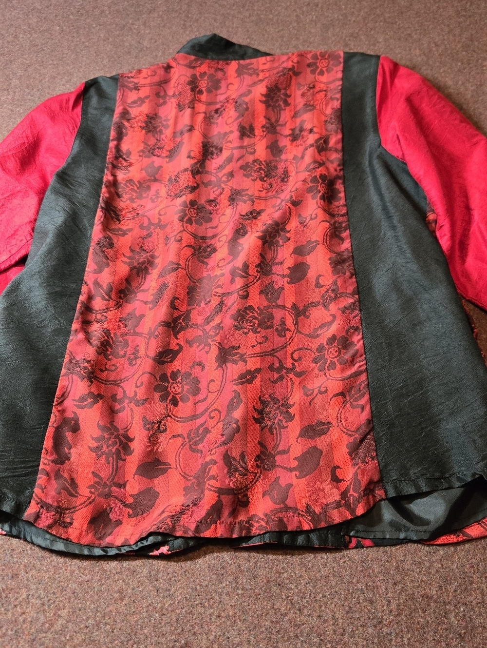 Koos Of Course Silk Blouse With Madarin Collar In Black Red Size Medium - Picture 13 of 14